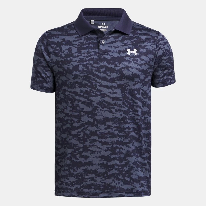 Matchplay Printed Boys Polo Midnight Navy / Halo Gray YLG (59 in) - Blue