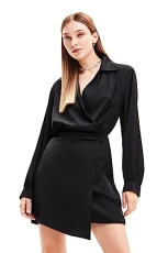 Matisse Short Black Double Breasted Wrap Dress 23WWVWAI Matisse Short Black Double Breasted Wrap Dress 23WWVWAI