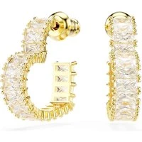 Matrix Gold Heart Shape Baguette Crystal Hoop Earrings