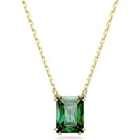 Matrix Gold Rectangular Cut Green Pendant Necklace - 45cm