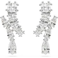 Matrix Rhodium Plated Mixed Cuts Drop Earrings