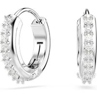 Matrix Rhodium Plated White Crystal Hoop Earrings