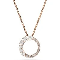 Matrix Rose-Gold Crystal Pearl Circle Necklace