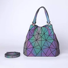 matte Women bag Luminous Shoulder Bag Laser Plain Folding Casual Tote Top Handle Bags Black Size: S matte Women bag Luminous Shoulder Bag Laser Plain Folding Casual Tote Top Handle Bags Black Size: S