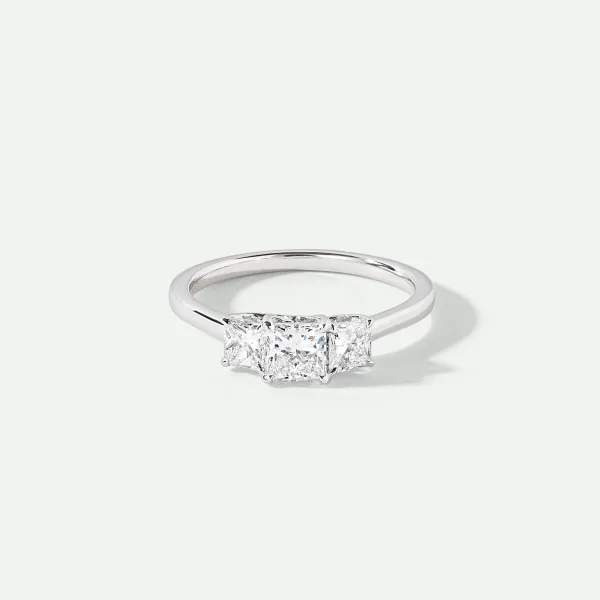 Mavis | 9ct White Gold 1ct tw Lab Grown Diamond Three Stone Engagement Ring - Size L