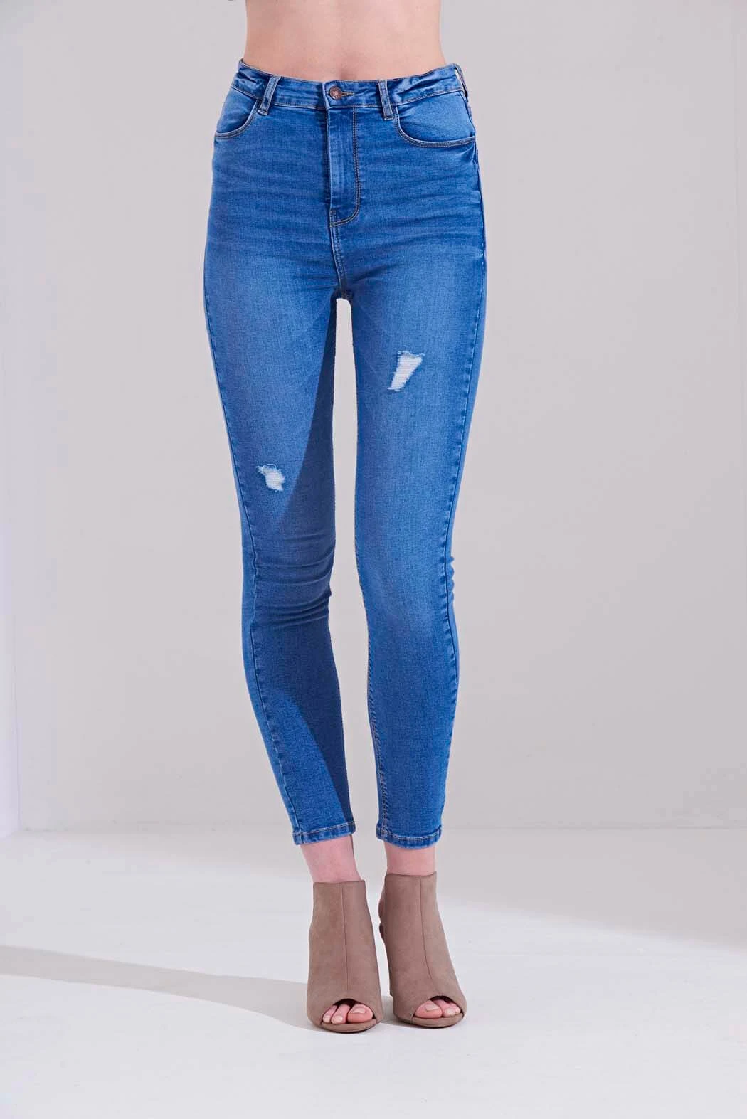 Max Blue High Waist Distressed Skinny Jean /