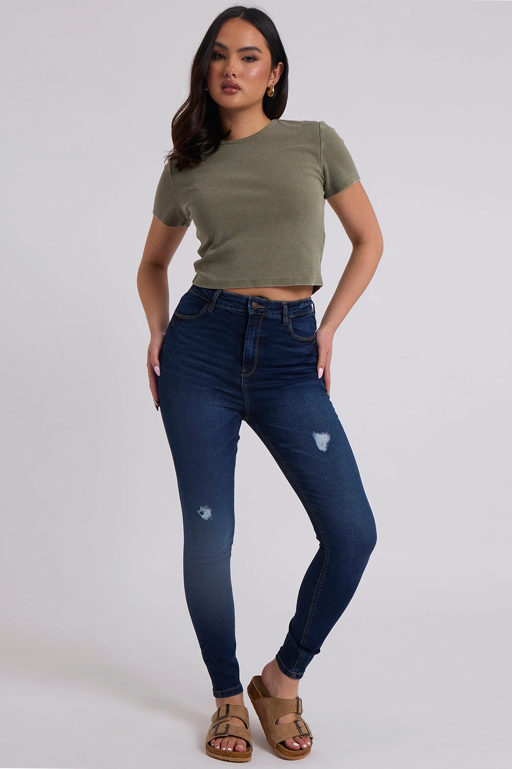 Max Dark Blue High Waist Distressed Skinny Jean /