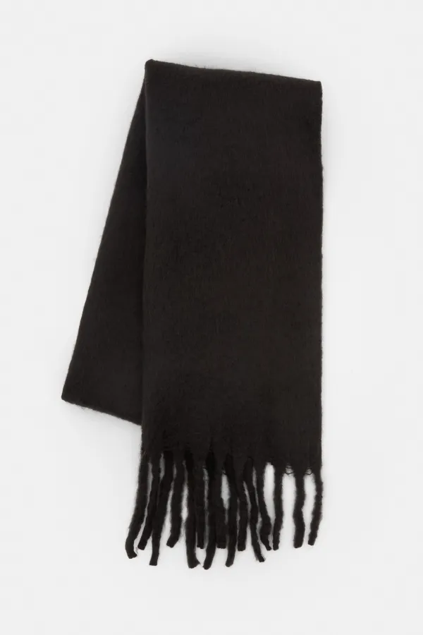 Maxi Mohair-Effect Scarf - Black
