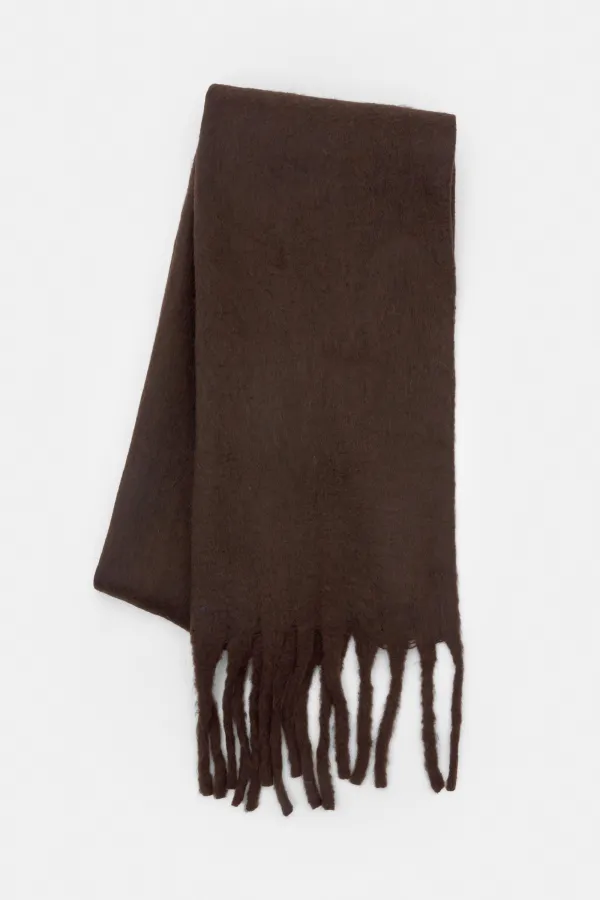 Maxi Mohair-Effect Scarf - Brown