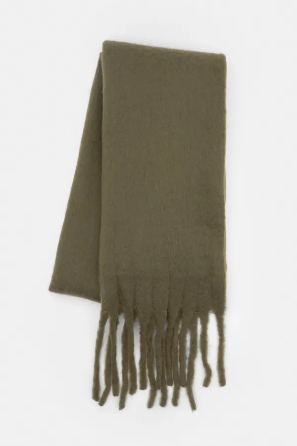 Maxi Mohair-Effect Scarf - Medium green