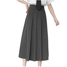 Maxi Skirts Womens Bohemian Long Skirt UK Clearance Chic Ladies Pleated A-Line Skirt Anti-Burnout Solid High Waist Short Skirt Tunic Skirts Loose Long Dresses Sale