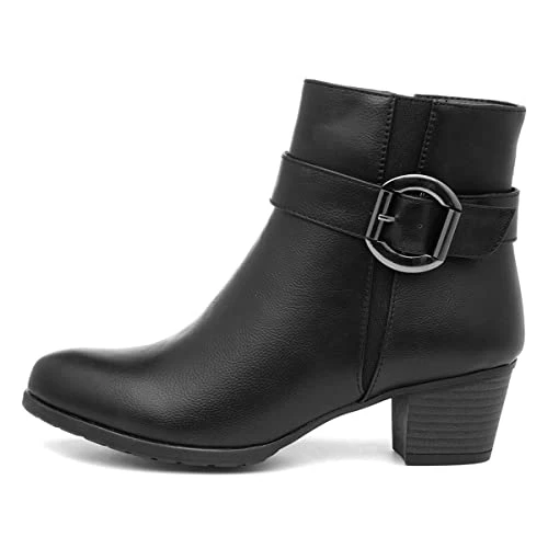 May Womens Black Heeled Ankle Boot - Size 6 UK - Black