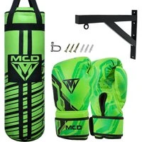 MCD Kids Boxing Gloves and Punching Bag Set with Bracket Green 6oz