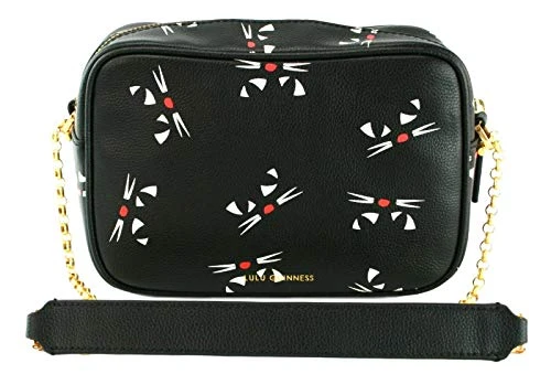 Medium Amber Cross Body Shoulder Bag Kooky Cat Leather Handbag (Black/Chalk)