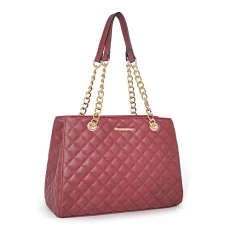 MEDIUM Tote Bag for Women Quilted Handbags Hobo Shoulder Purse Satchel, 040cranberry Red, L