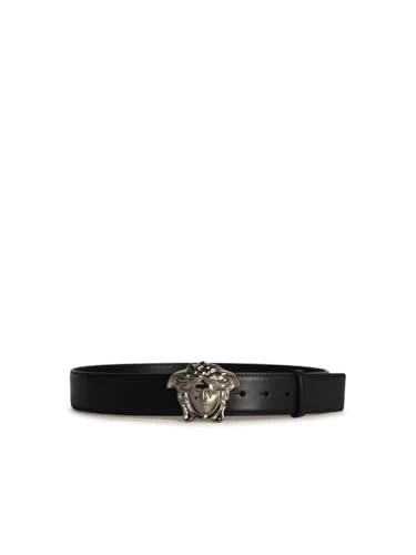 Medusa Men's Black Leather Belt, Black, 95IT-38US