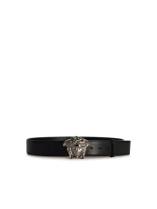 Medusa Men's Black Leather Belt, Black, 95IT-38US