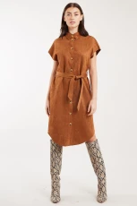Melike Faux Suede Midi Shirt Dress - Polyester 4