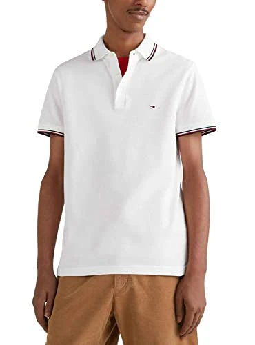 Men 1985 RWB Tipped Slim Polo Short-Sleeve Polo Shirt, White (White), M