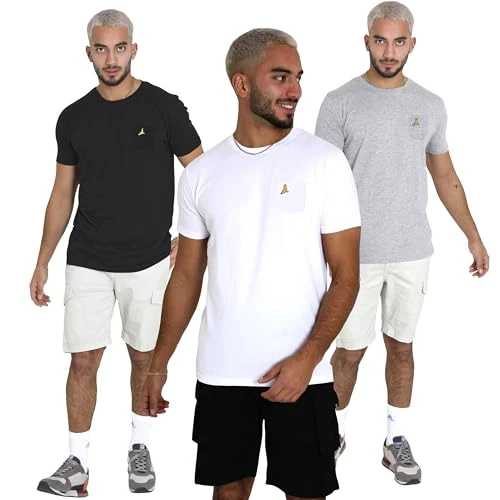 Men 3 Pack Or 5 Pack T-Shirt Multi Pack Grandad Tee Jersey Cotton Casual Tops