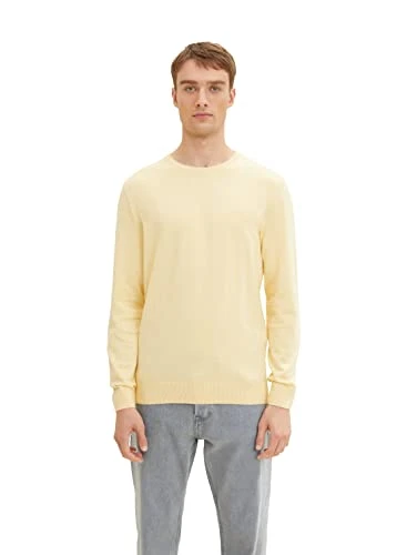 Men Basic crew neck knitted jumper 1027661, 31084 - Light Soft Yellow Melange, XXL