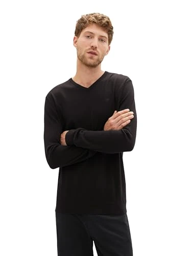 Men Basic jumper 202212 Strickpullover V-Ausschnitt, 29999 - Black, 3XL