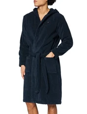 Men Bathrobe Towelling, Blue (Navy Blazer), M