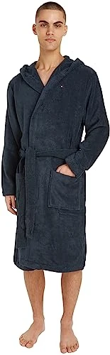 Men Bathrobe Towelling, Blue (Navy Blazer), XL