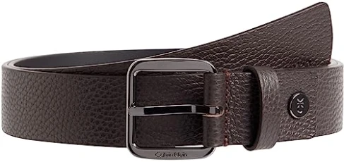 Men Belt Concise 3.5 cm Leather, Brown (Dark Brown Pebble), 110 Men Belt Concise 3.5 cm Leather, Brown (Dark Brown Pebble), 110