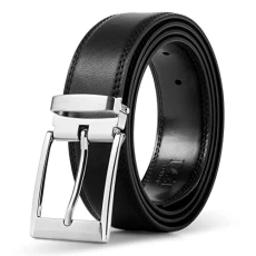 Men Black Leather Belt Gift Box Set - Smooth