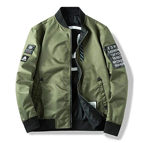 Men Bomber Jacket Slim Male Wear Casual Windbreaker Man Pilot Jacket with Patches Green Thin Mens Coat Outwear Clothing
