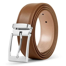 Men Brown Leather Belt Gift Box Set