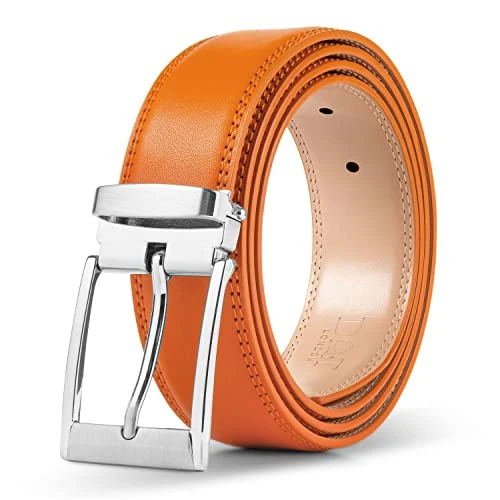 Men Cognac Leather Belt Gift Box Set