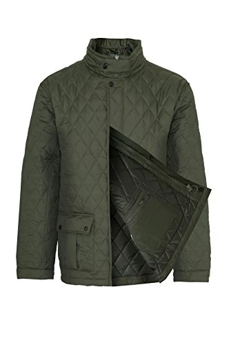 Men Country Estate Padstow Diamond Quilt Lined Coat Olive M