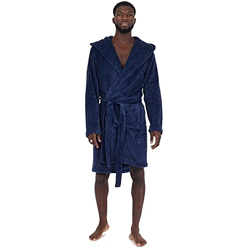 Men Dressing Gowns Spa Robe Fleece Snuggle Kimono