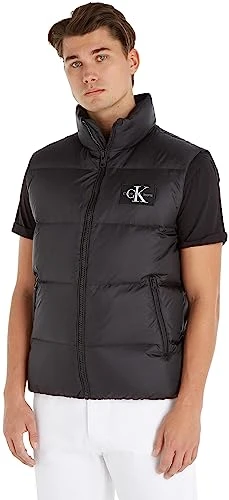 Men Essentials Down Vest Padded , Black (Ck Black), XS
