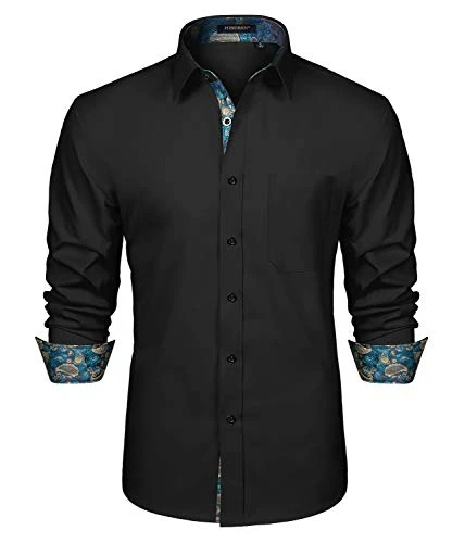 Men Fashion Button Down Shirt Classic Collar Long Sleeve Button Down Fashion Slim Fit Casual Formal 