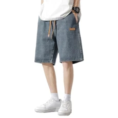 Men Jean Shorts Casual Straight Leg Summer Walk Denim Short Dusty Blue,XXL