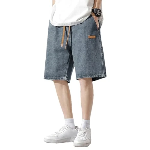 Men Jean Shorts Casual Straight Leg Summer Walk Denim Short Dusty Blue,XXL