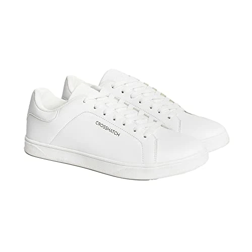 Men lace up Trainers Casual Flat Lightweight Sneakers Shoes White - Judas 7 UK