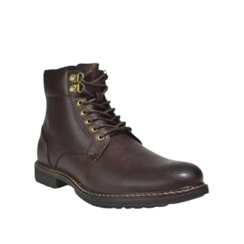 Men Lace Up Zip Boots Hiking Ankle Winter Rugged Casual Military Style Shoes RRP £49.99 (Brown, uk_