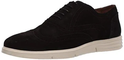 Men Leather Luxury Eva Lightweight Technology Wingtip Sneaker Trainers, Black (Black Suede Look), 11 UK