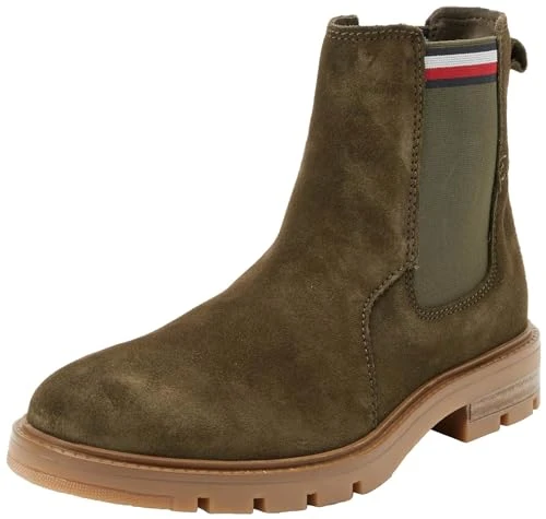 Men Low Boot Corporate Suede Chelsea, Green (Army Green), 9 UK