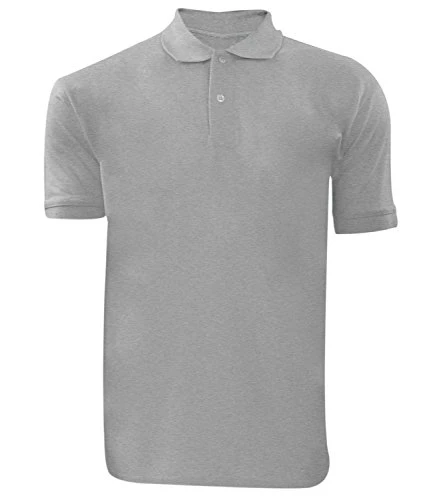 Men Plain Polo T-shirt Grey L