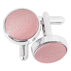 Men Plain Satin Fabric Inlay Wedding Cufflinks - Dusty Pink