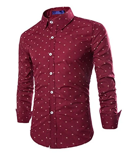 Men Printing Shirt Slim Fit Business Tops Long Sleeve Casual and Chic Suitable for All Occasions Win