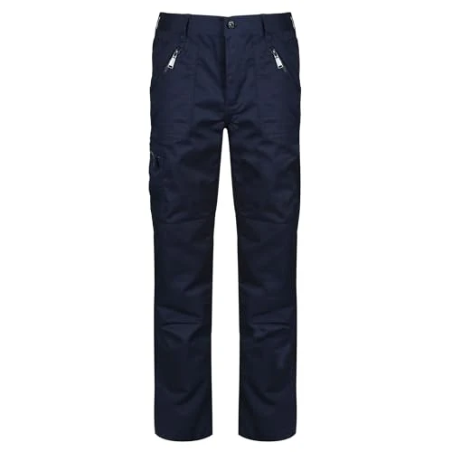 Men Professional Original Action Water Repellent Multi Zip Pocket Trousers - Navy, Size: 36"