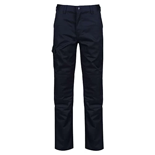 Men Professional Pro Cargo Hardwearing Water Repellent Multi Pocket Trousers - Navy, Size: 28"