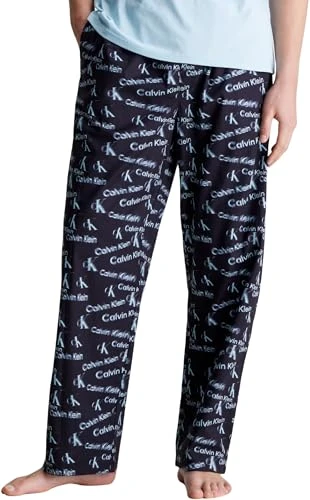 Men Pyjama Bottoms Sleep Pant Long, Multicolor (Hyper Warped Logo Print_Aquatic), M