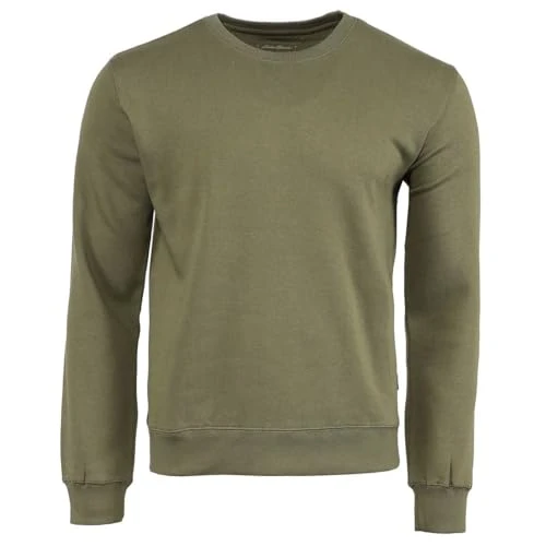 Men s Fleece Plush-Lined Fleece Crewneck Sweatshirt (Olive Green, M)